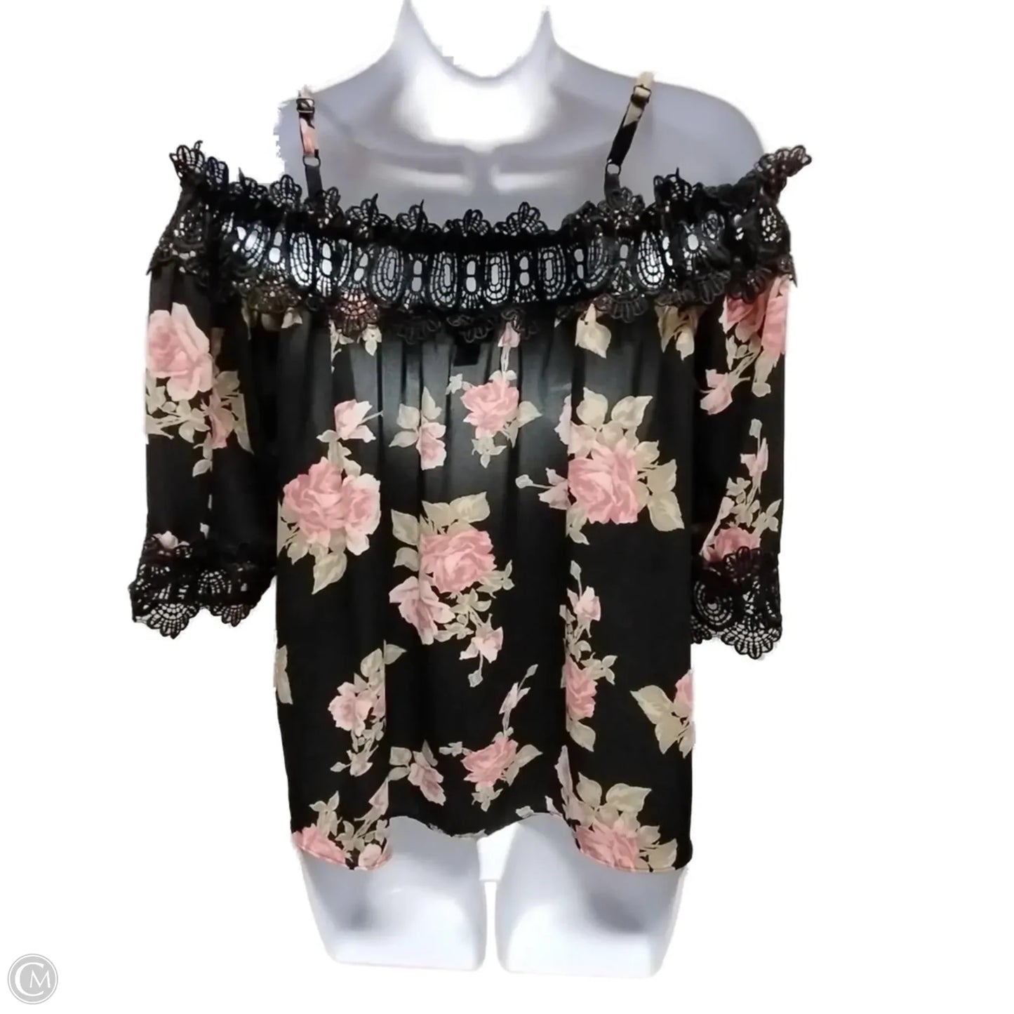 Blouse Short Sleeve By Iz Byer In Floral Print, Size: Xl