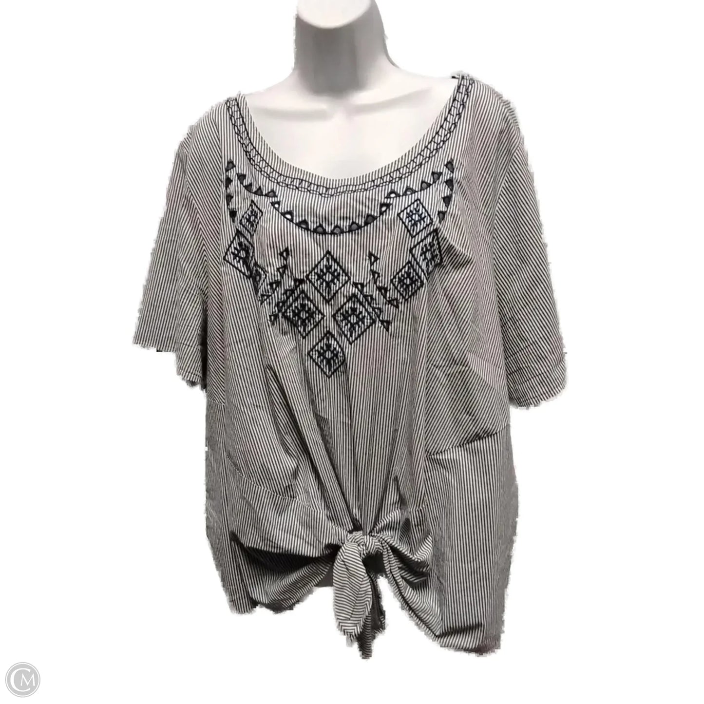 Blouse Short Sleeve By Lane Bryant In Striped Pattern, Size: 26