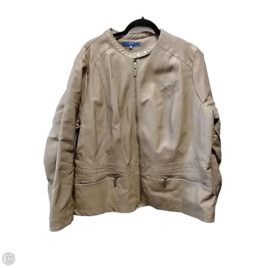 Jacket Leather By Apt 9 In Brown, Size: 3x