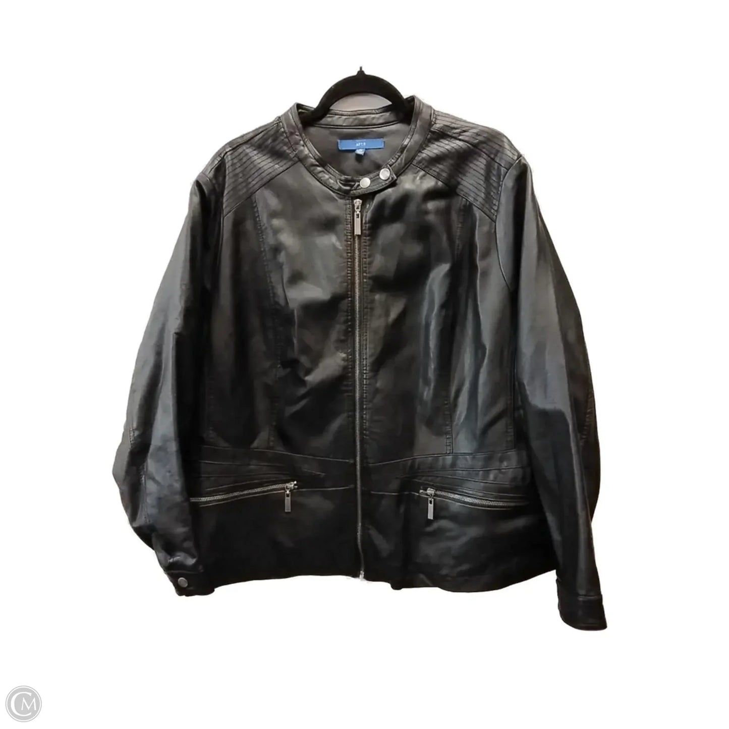 Jacket Leather By Apt 9 In Black, Size: 3x