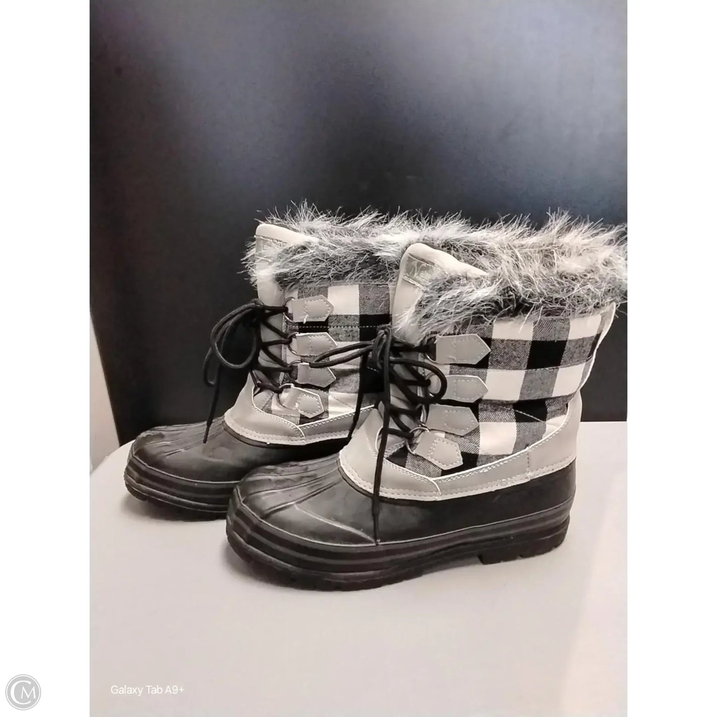 Boots Snow By Natural Reflections In Plaid Pattern, Size: 10