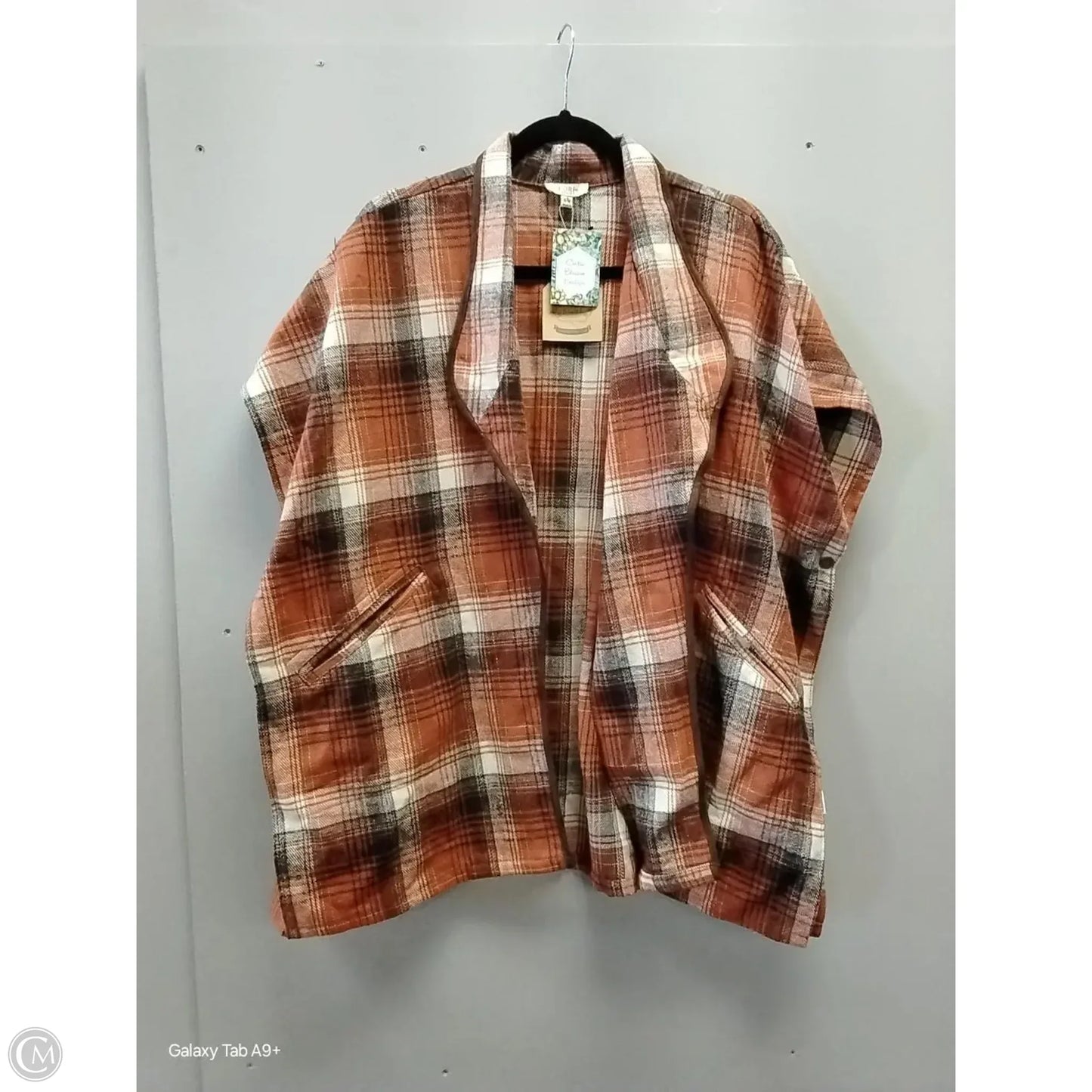 Poncho By Kori America In Plaid Pattern, Size: S