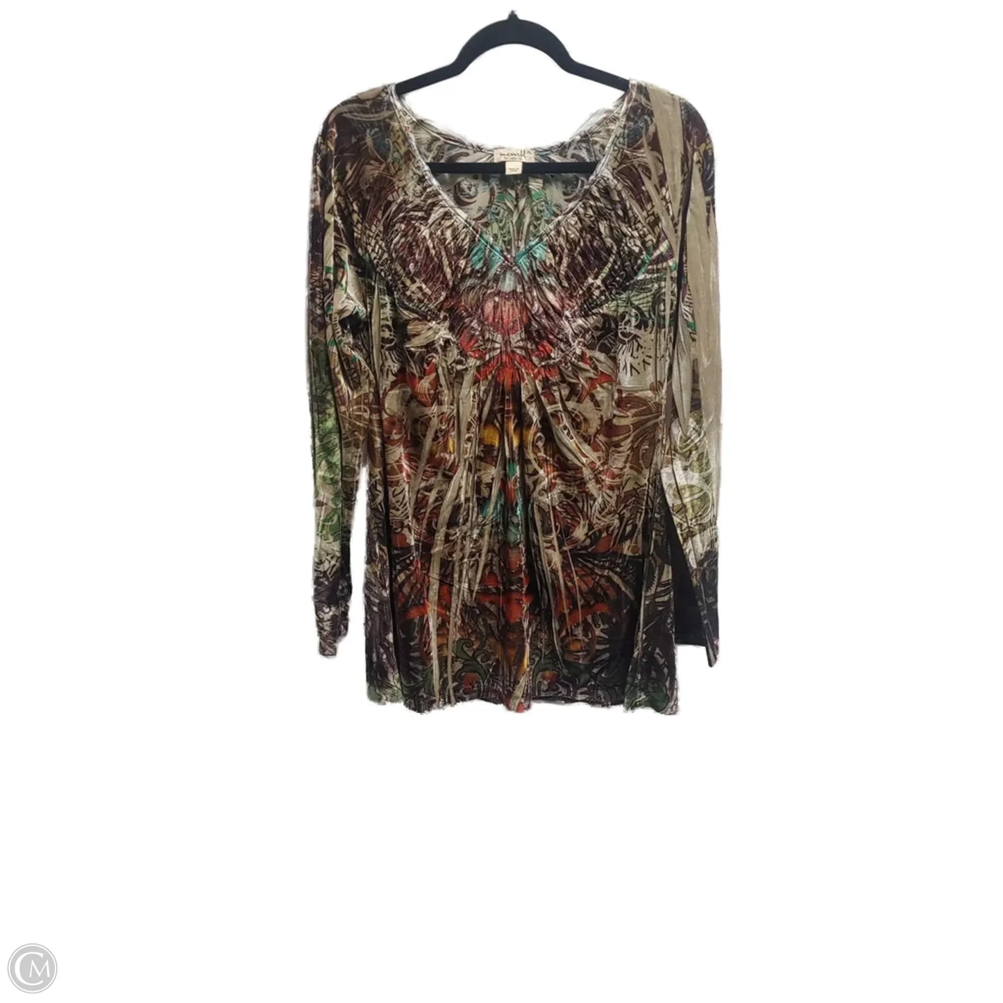 Blouse Long Sleeve By One World In Multi-colored, Size: Xl