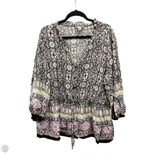 Blouse Short Sleeve By Cato In Floral Print, Size: 3x
