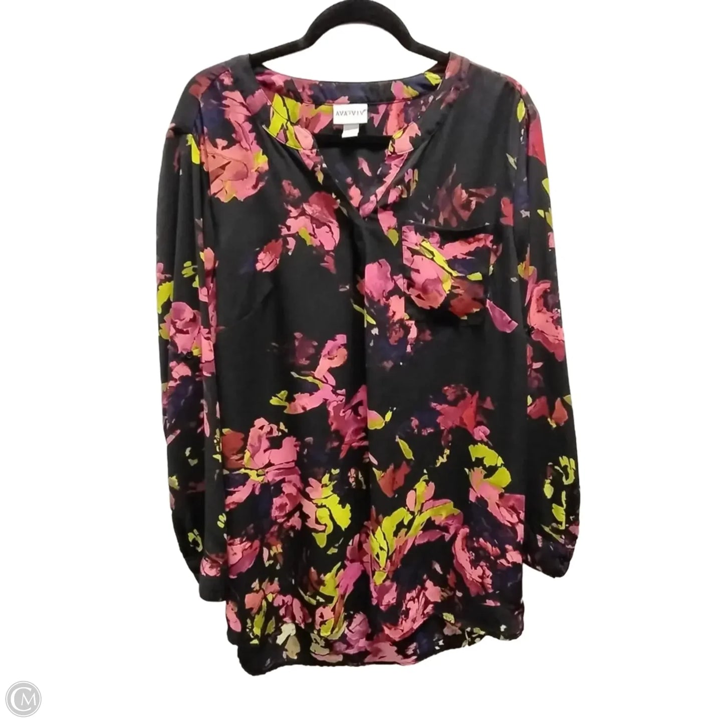 Blouse Long Sleeve By Ava & Viv In Floral Print, Size: 2x