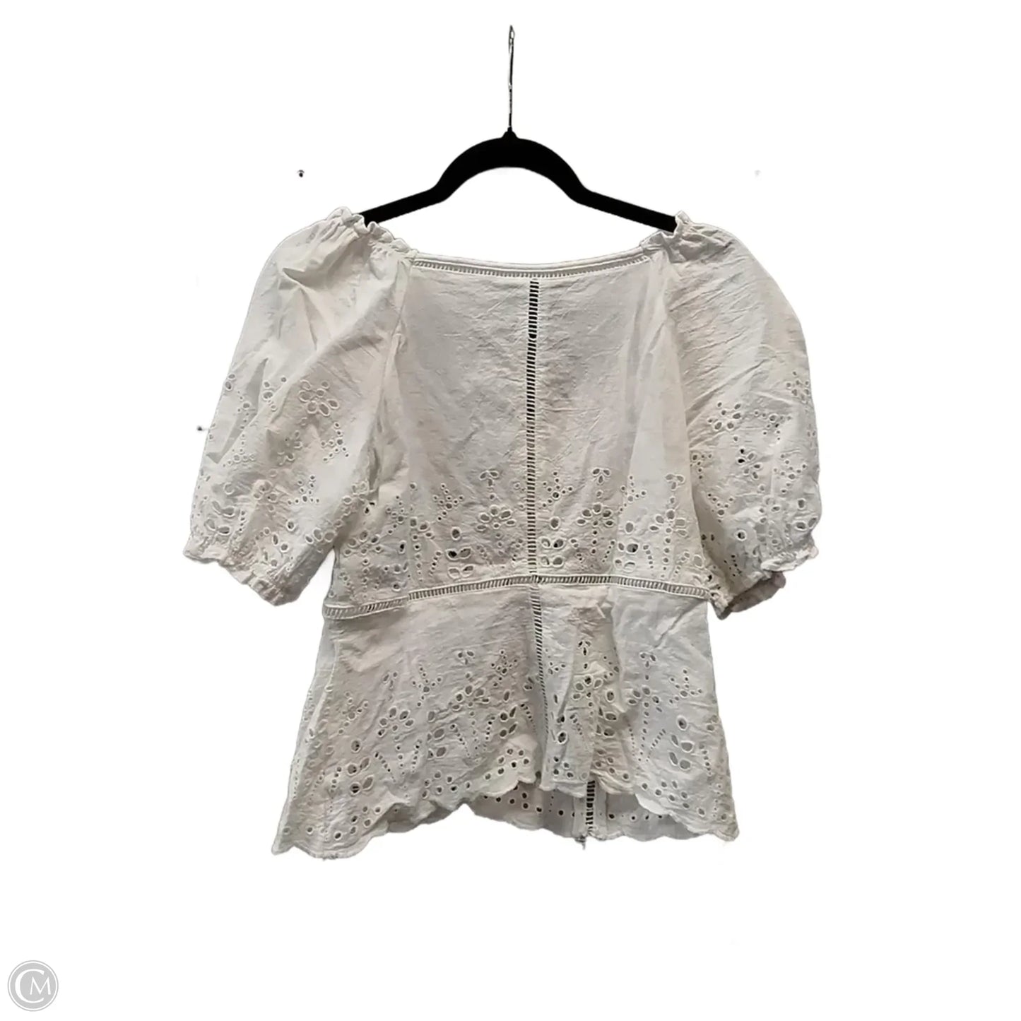 Blouse Short Sleeve By Clothes Mentor In White, Size: M