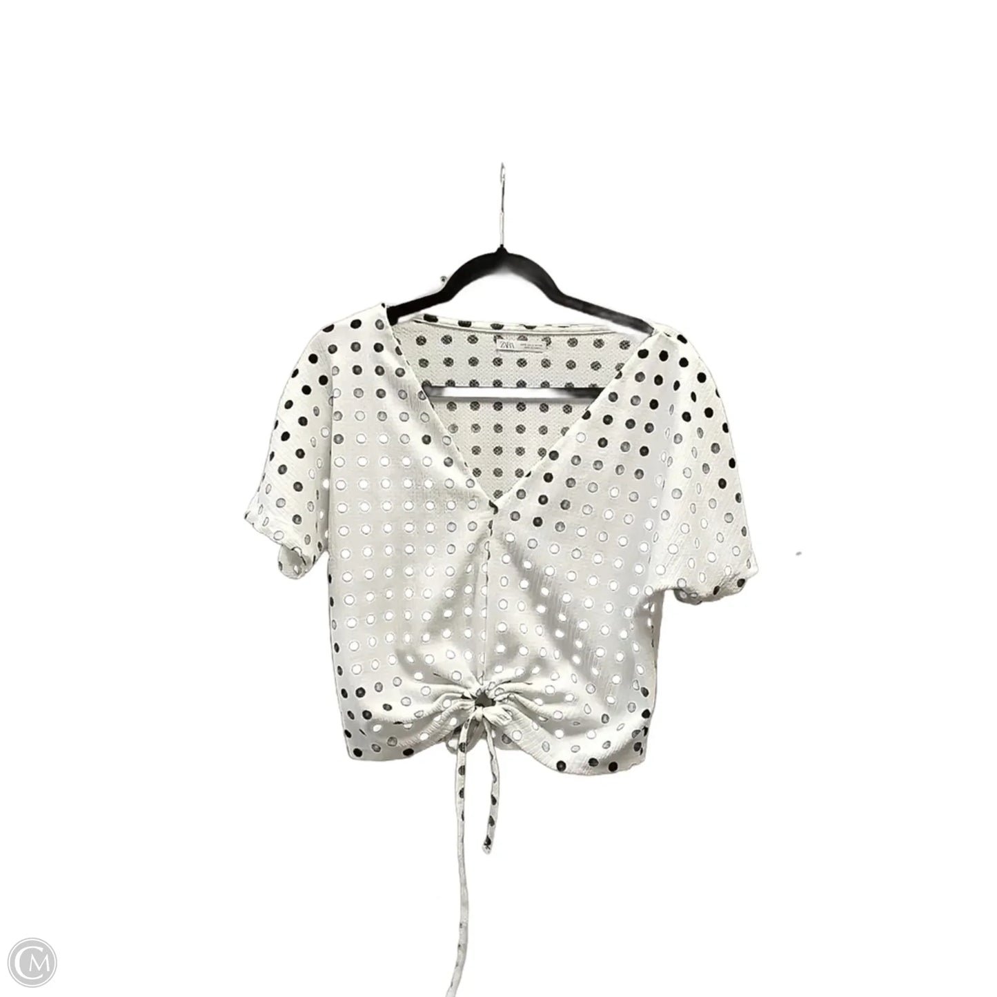 Blouse Short Sleeve By Zara In Polkadot Pattern, Size: S