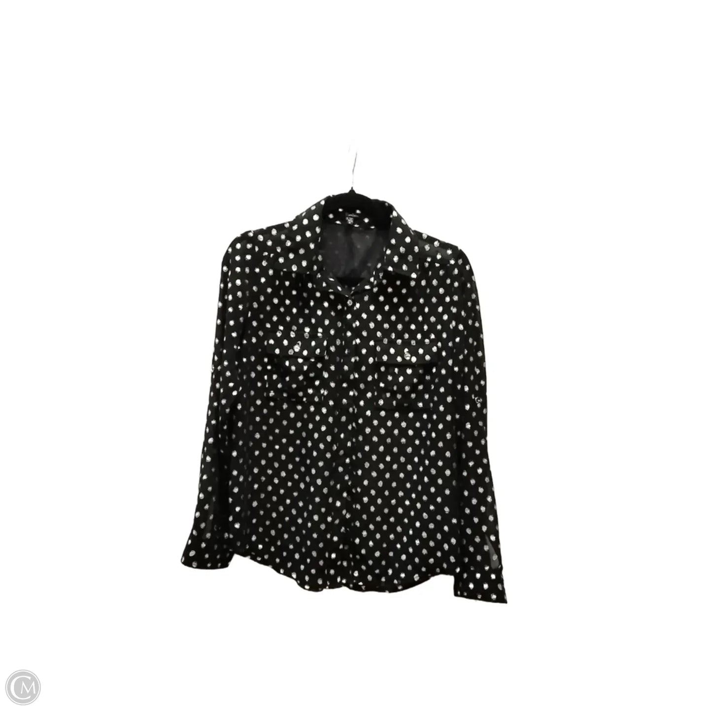 Top Long Sleeve By Monteau In Black & Gold, Size: M
