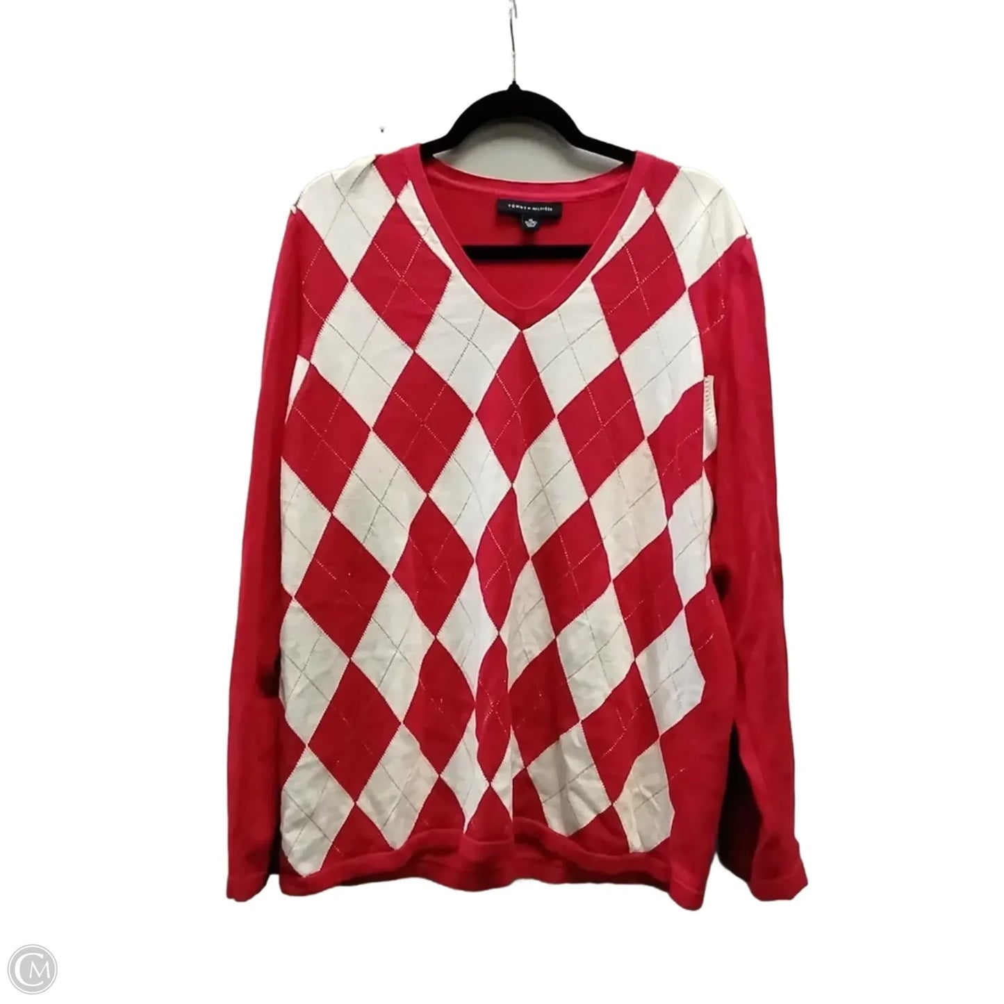 Sweater By Tommy Hilfiger In Red & White, Size: Xl