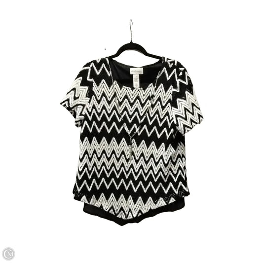 Blouse Short Sleeve By Alfred Dunner In Geometric Pattern, Size: M
