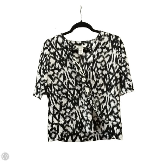 Blouse Short Sleeve By Covington In Black & Cream, Size: S