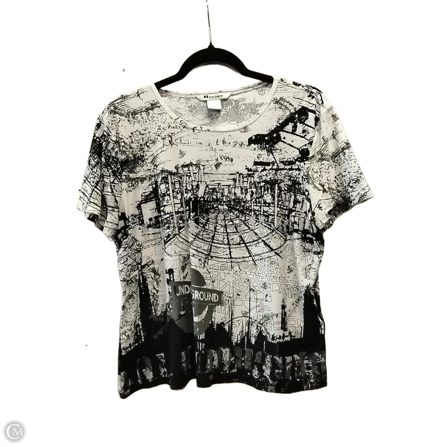 Top Short Sleeve By Clothes Mentor In Black & Cream, Size: 14