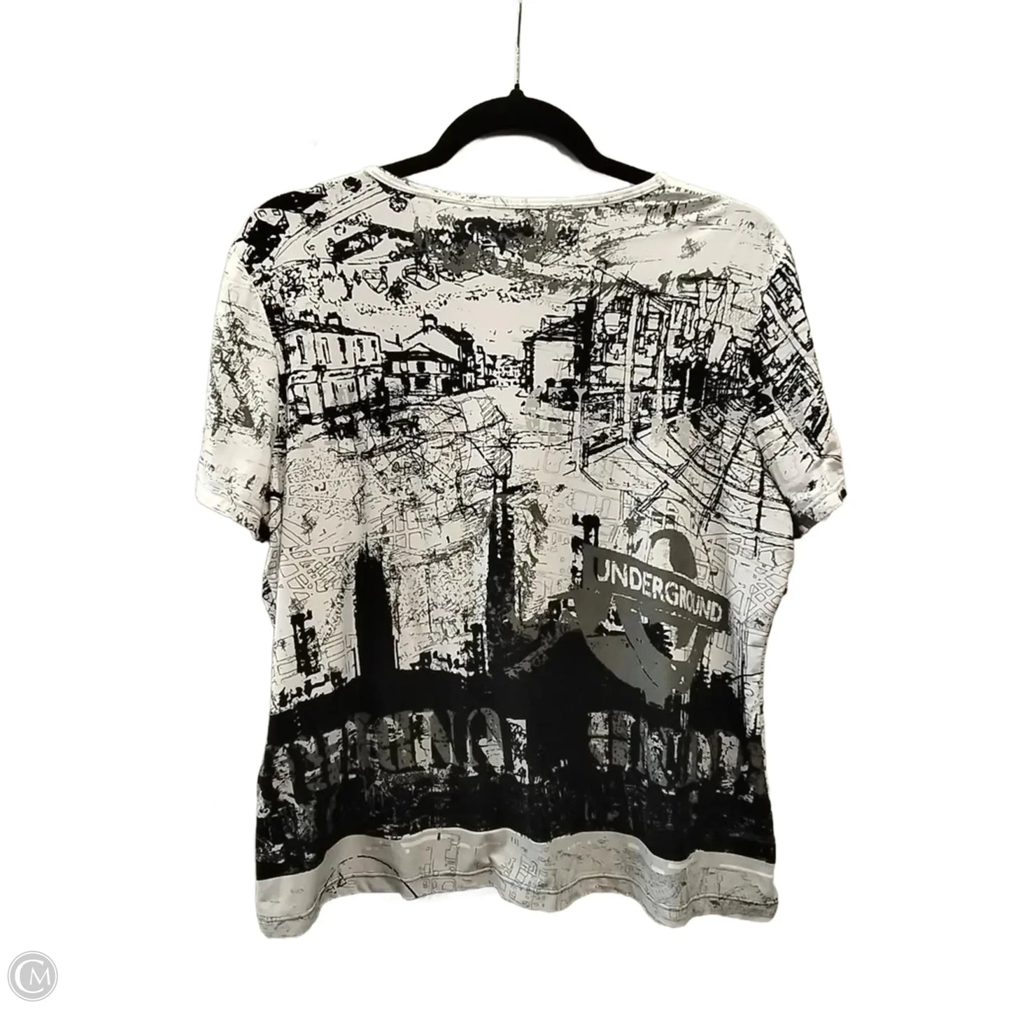 Top Short Sleeve By Clothes Mentor In Black & Cream, Size: 14