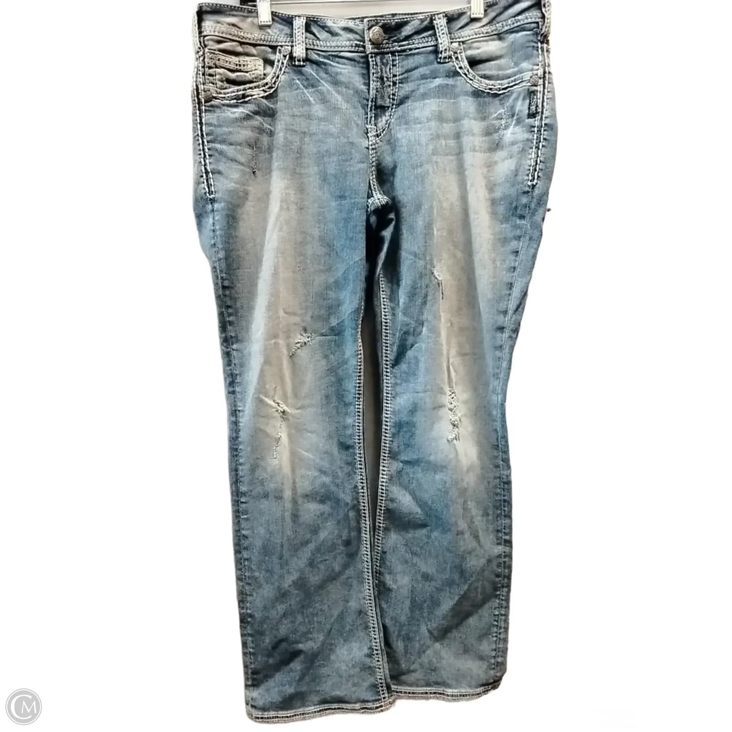 Jeans Boot Cut By Silver In Blue Denim, Size: 16