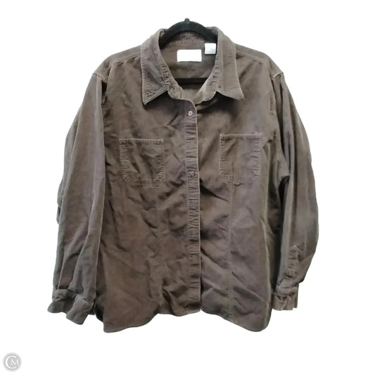 Top Long Sleeve By West Bound In Brown, Size: 2x