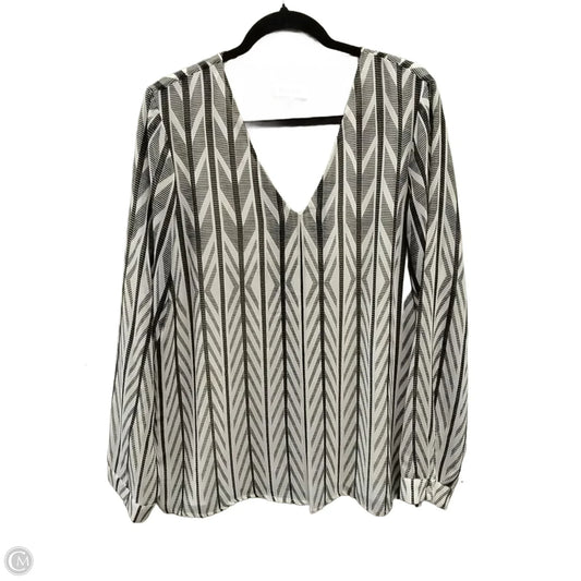 Blouse Long Sleeve By Calvin Klein In Geometric Pattern, Size: L