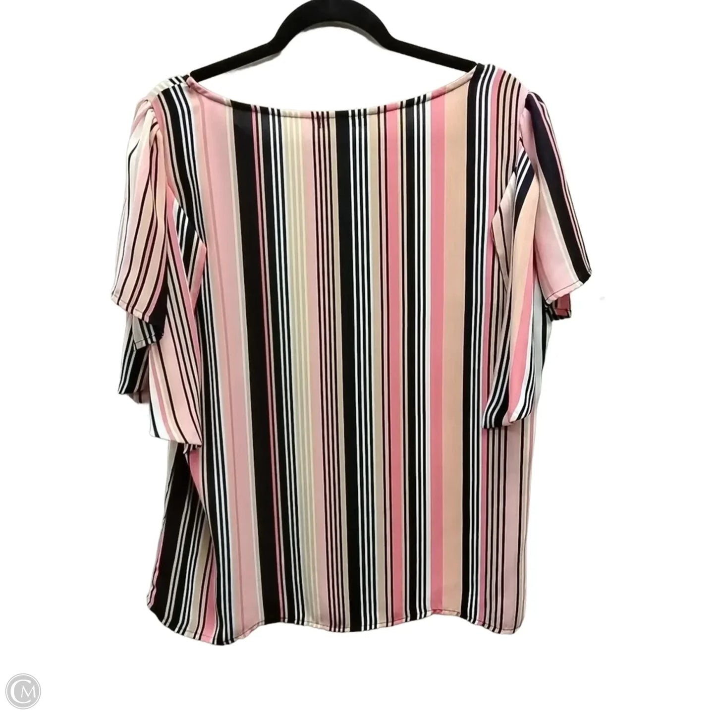 Blouse Short Sleeve By Roz And Ali In Striped Pattern, Size: L