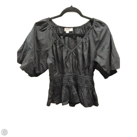 Blouse Short Sleeve By Loft In Black, Size: S