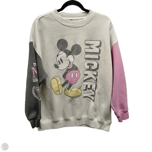 Sweatshirt Crewneck By Disney In Pink & White, Size: L