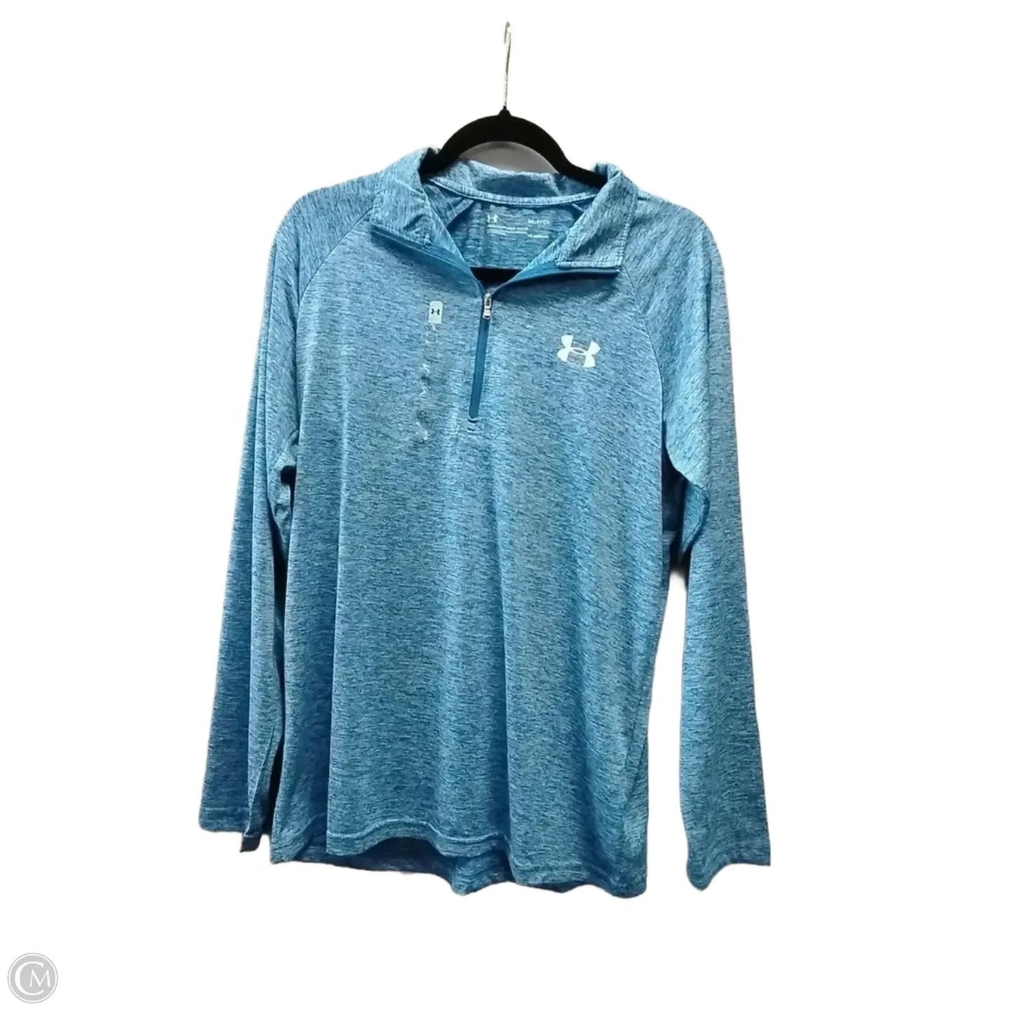 Athletic Top Long Sleeve Collar By Under Armour In Blue, Size: S