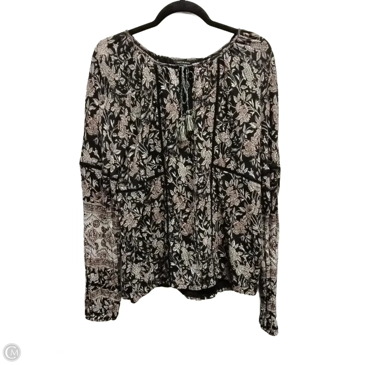 Blouse Long Sleeve By Lucky Brand In Floral Print, Size: L