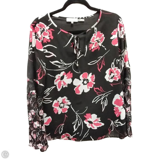 Top Long Sleeve By Calvin Klein In Floral Print, Size: M