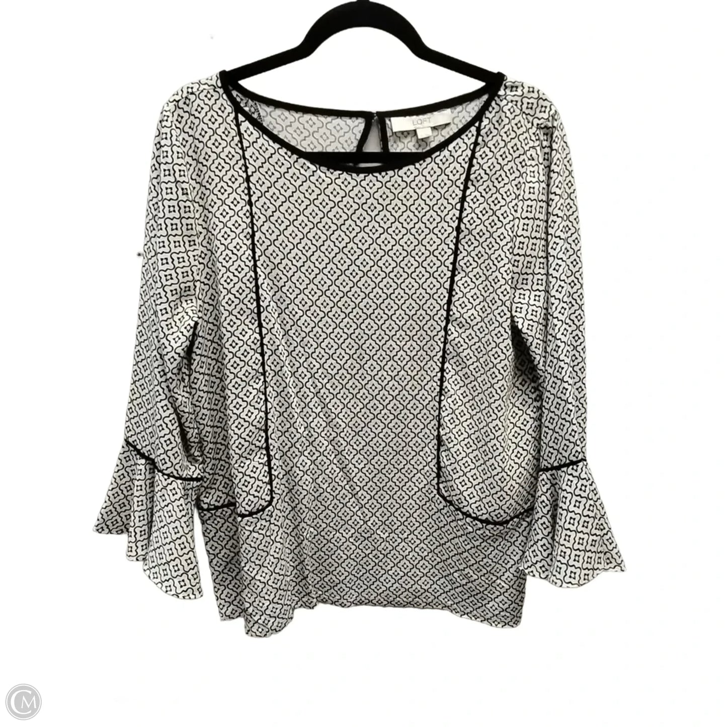 Blouse Long Sleeve By Loft In Geometric Pattern, Size: M