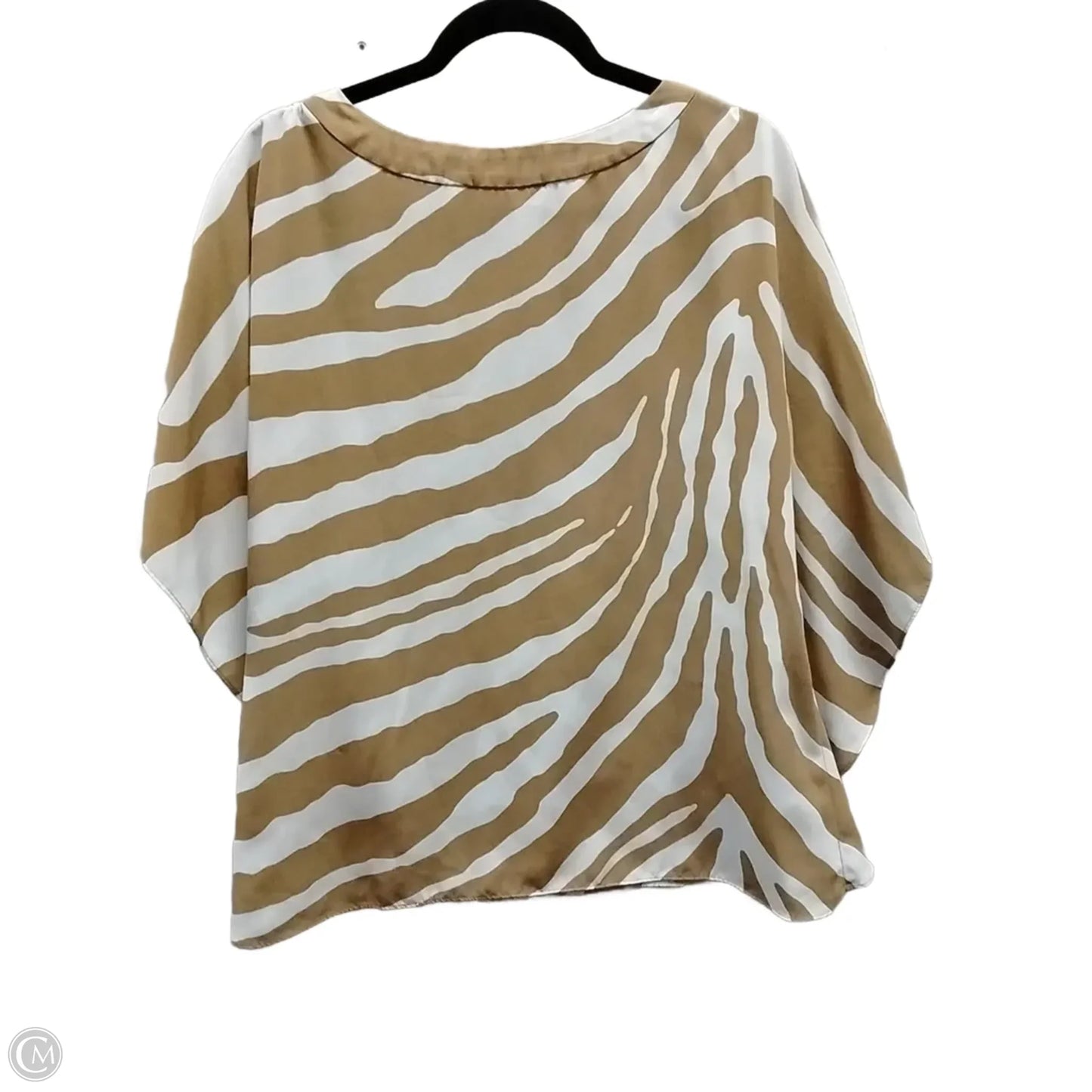 Blouse Short Sleeve By Susan Graver In Brown & White, Size: M