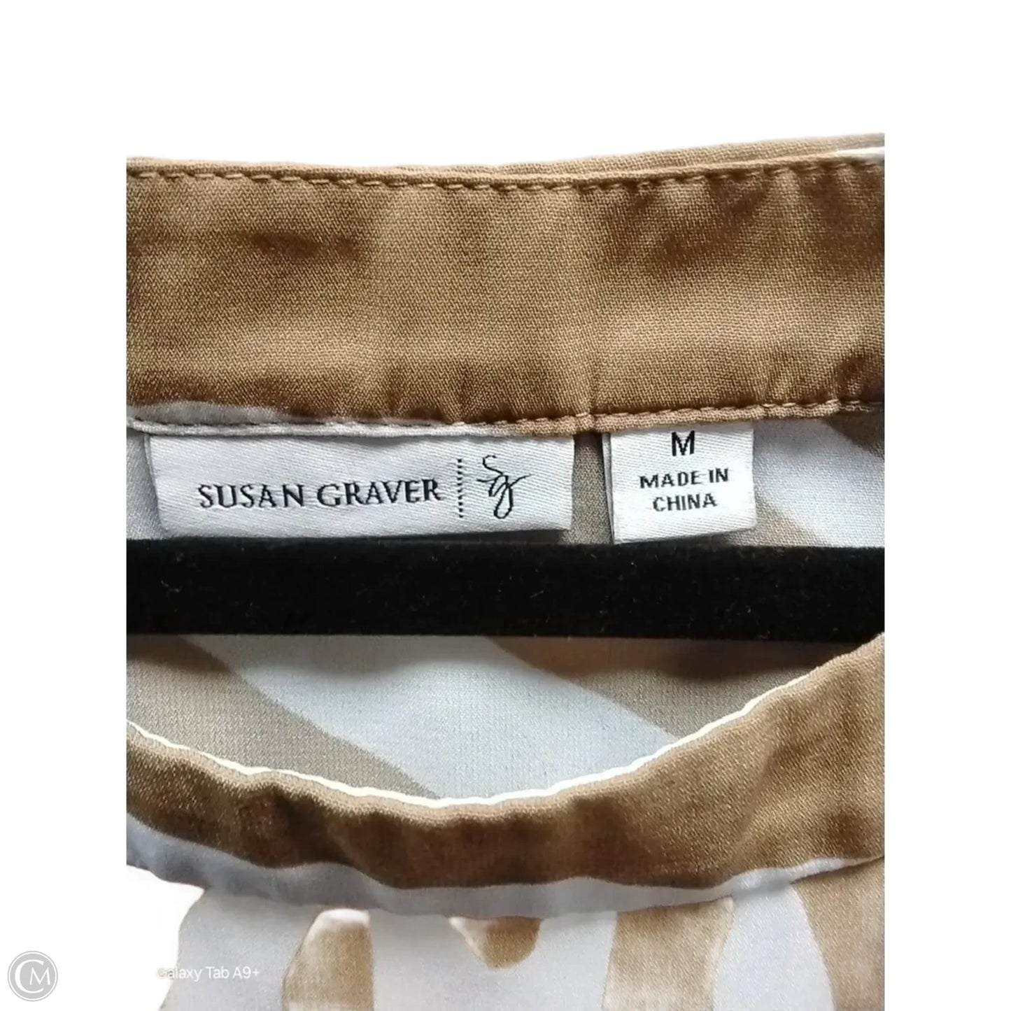 Blouse Short Sleeve By Susan Graver In Brown & White, Size: M