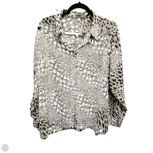 Blouse Long Sleeve By Express In Animal Print, Size: Xl