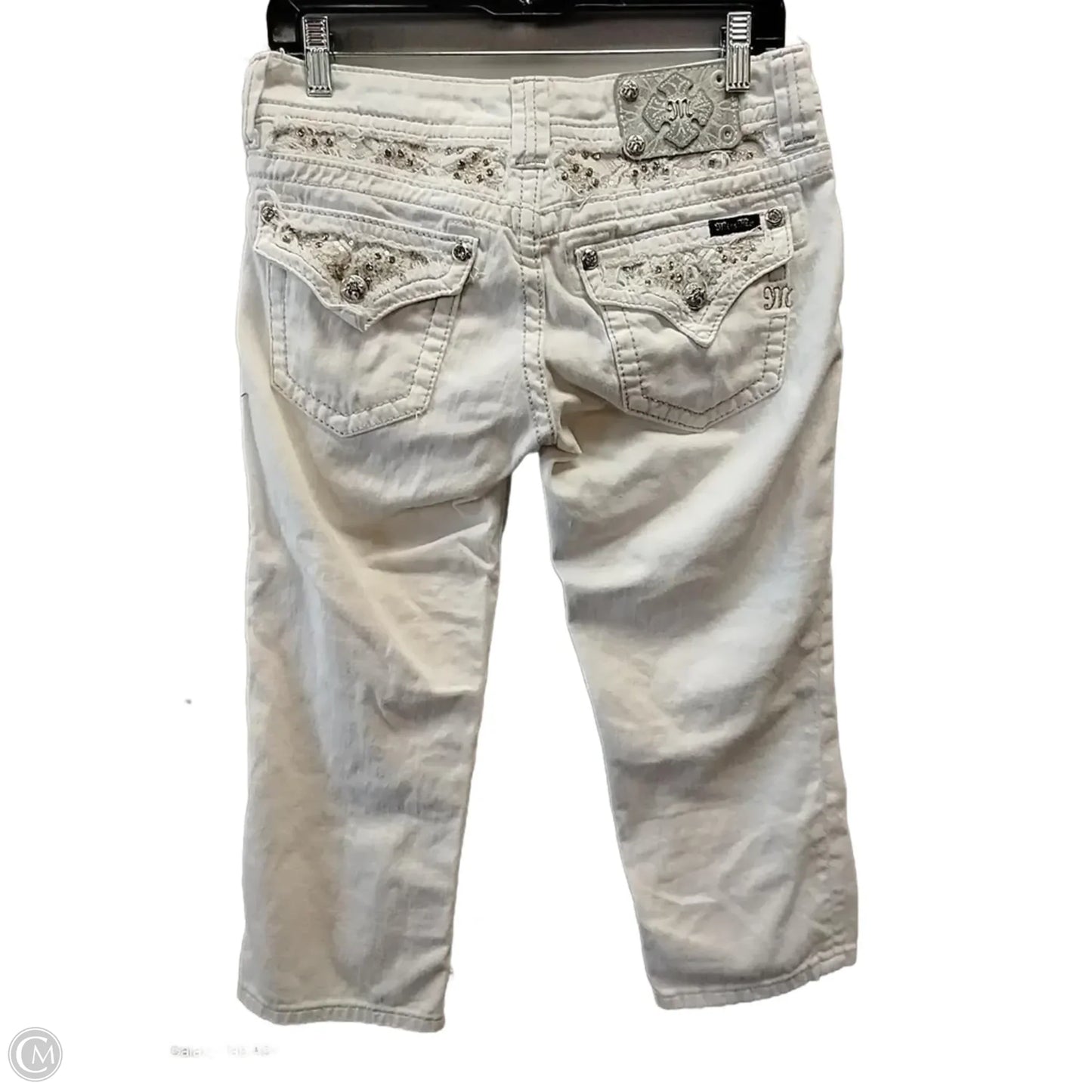 Jeans Cropped By Miss Me In Cream Denim, Size: 28