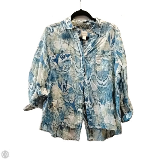 Blouse Long Sleeve By Chicos In Blue & Green, Size: 2