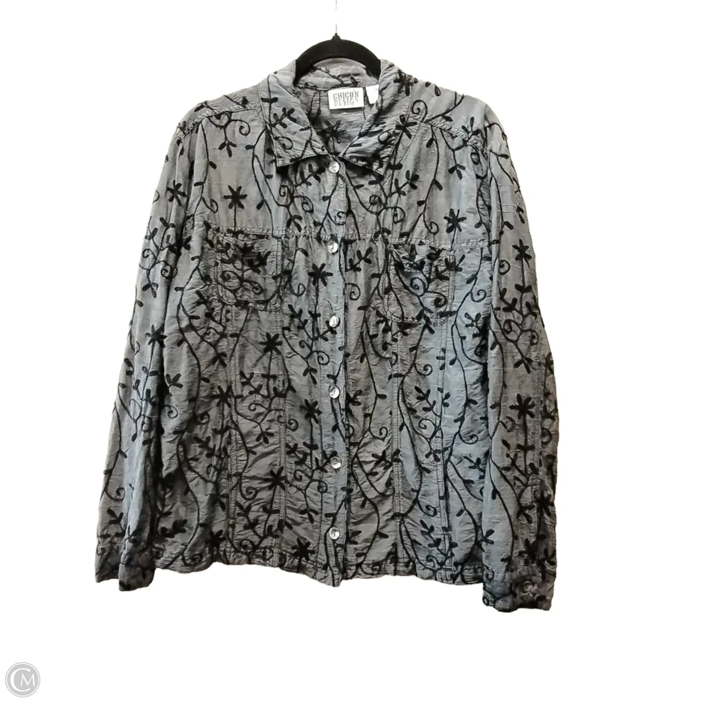 Blouse Long Sleeve By Chicos In Black, Size: 3