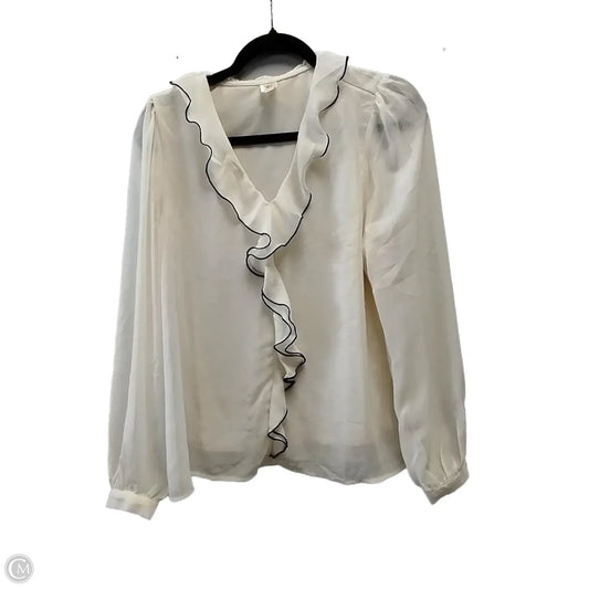 Blouse Long Sleeve By Clothes Mentor In Cream, Size: M