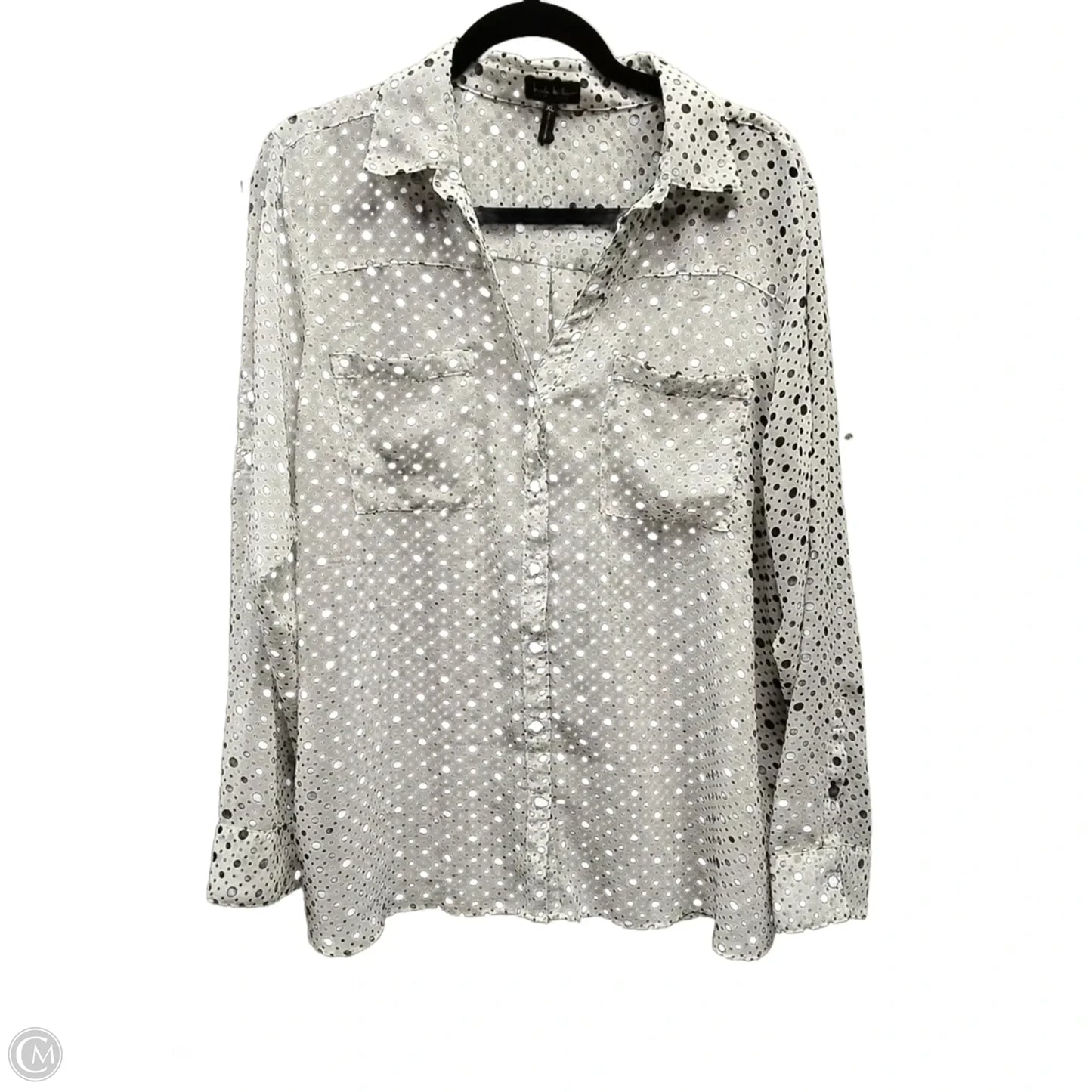 Blouse Long Sleeve By Nicole Miller In Polkadot Pattern, Size: Xl
