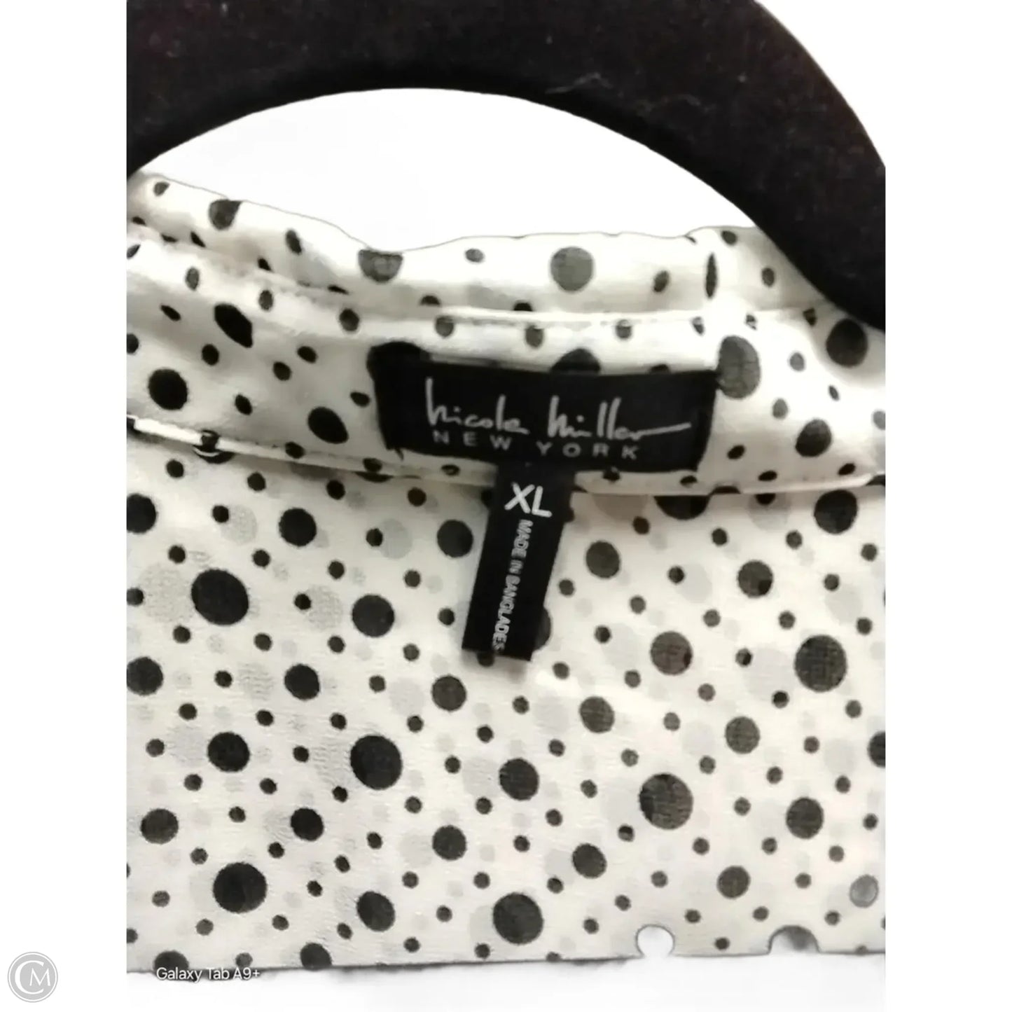 Blouse Long Sleeve By Nicole Miller In Polkadot Pattern, Size: Xl