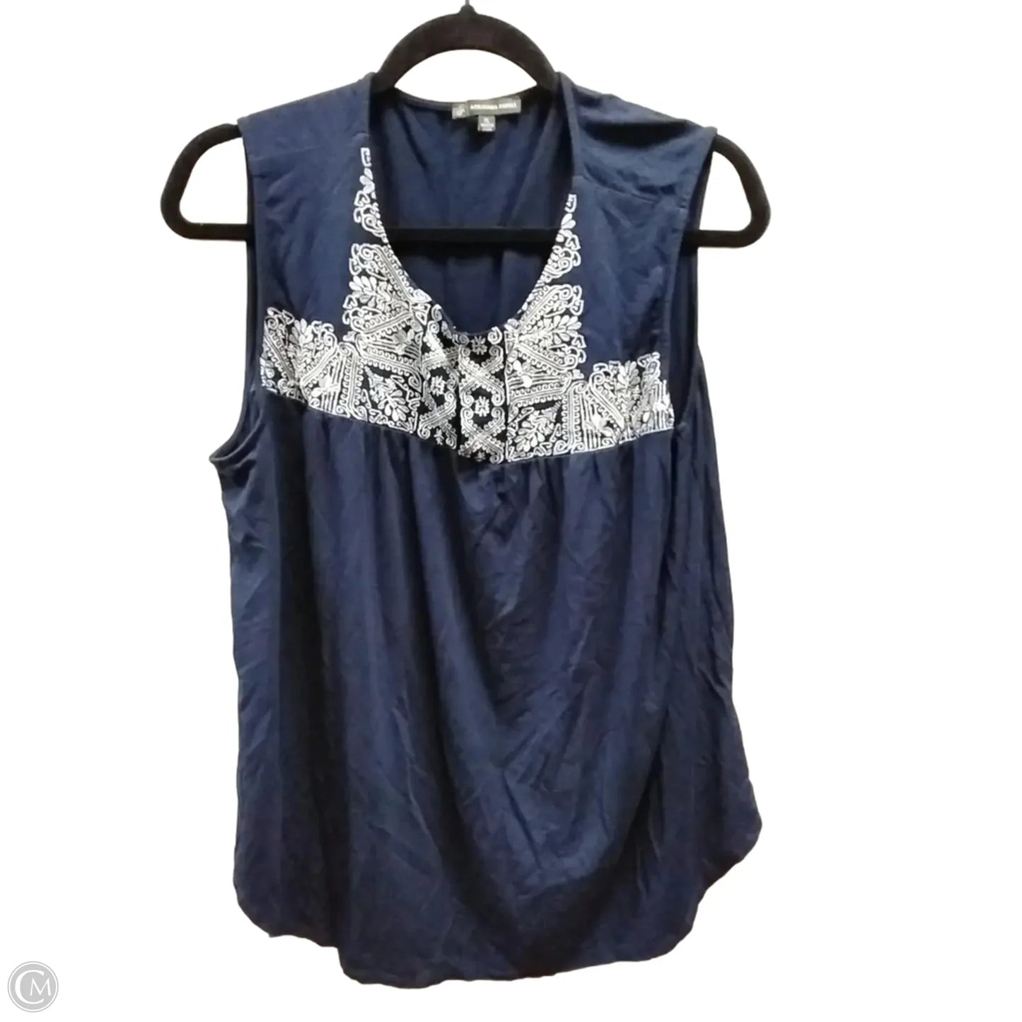 Blouse Sleeveless By Adrianna Papell In Navy, Size: Xl