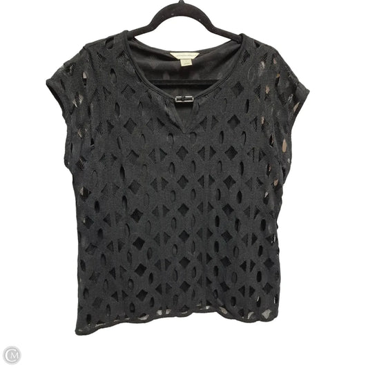 Blouse Short Sleeve By Cj Banks In Black, Size: L