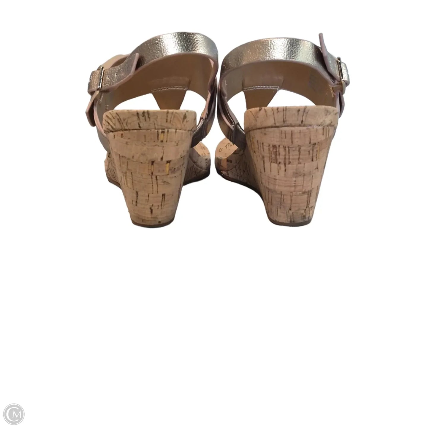 Sandals Heels Block By Alex Marie In Gold & Tan, Size: 7.5