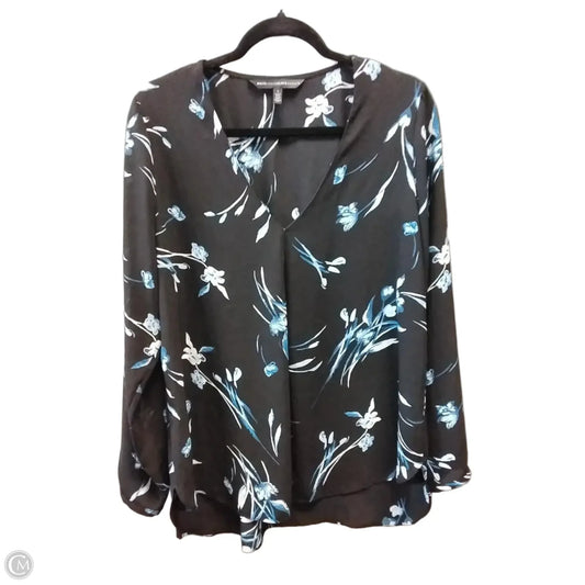 Blouse Long Sleeve By White House Black Market In Black & Blue, Size: L