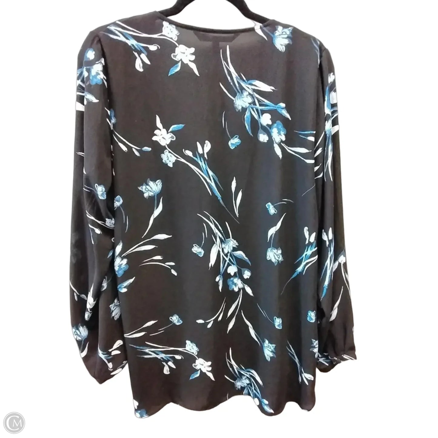 Blouse Long Sleeve By White House Black Market In Black & Blue, Size: L
