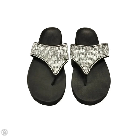 Sandals Heels Wedge By Skechers In Black, Size: 9
