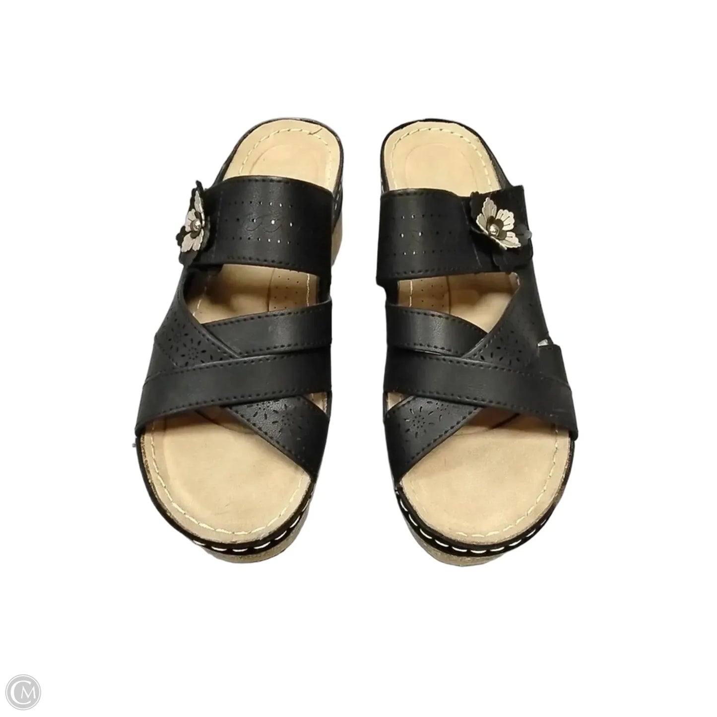 Sandals Heels Platform By Spring Step In Black & Tan, Size: 9