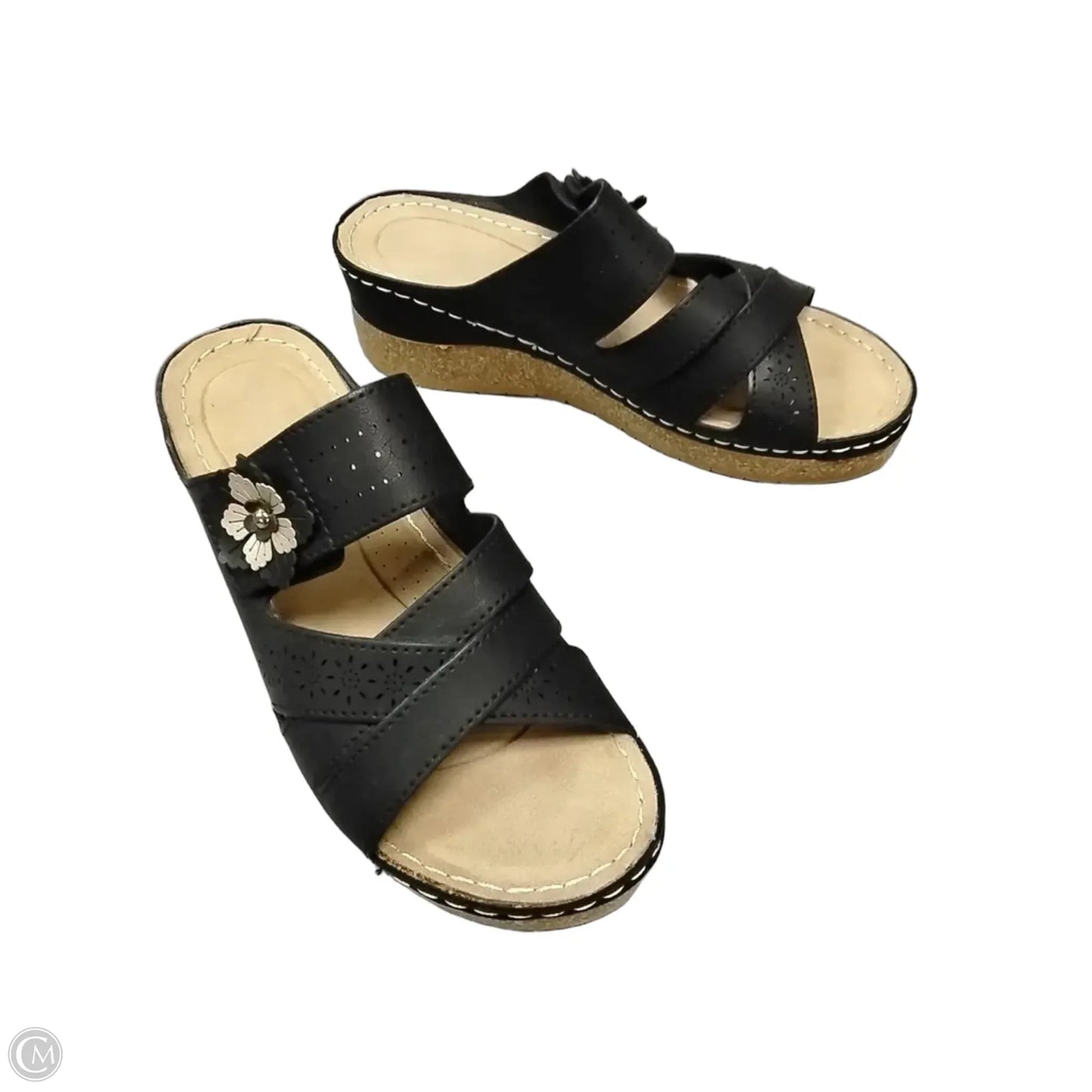 Sandals Heels Platform By Spring Step In Black & Tan, Size: 9