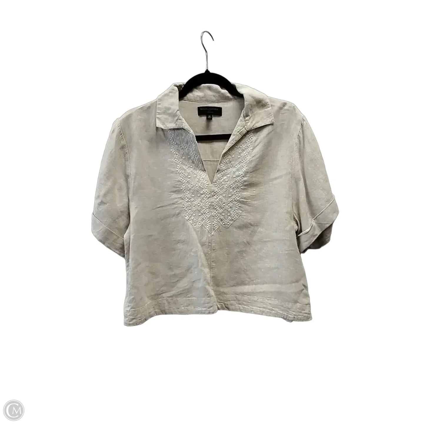 Blouse Short Sleeve By Banana Republic In Tan, Size: M