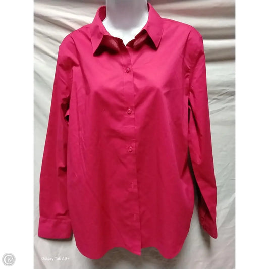 Blouse Long Sleeve By Liz Claiborne In Pink, Size: L