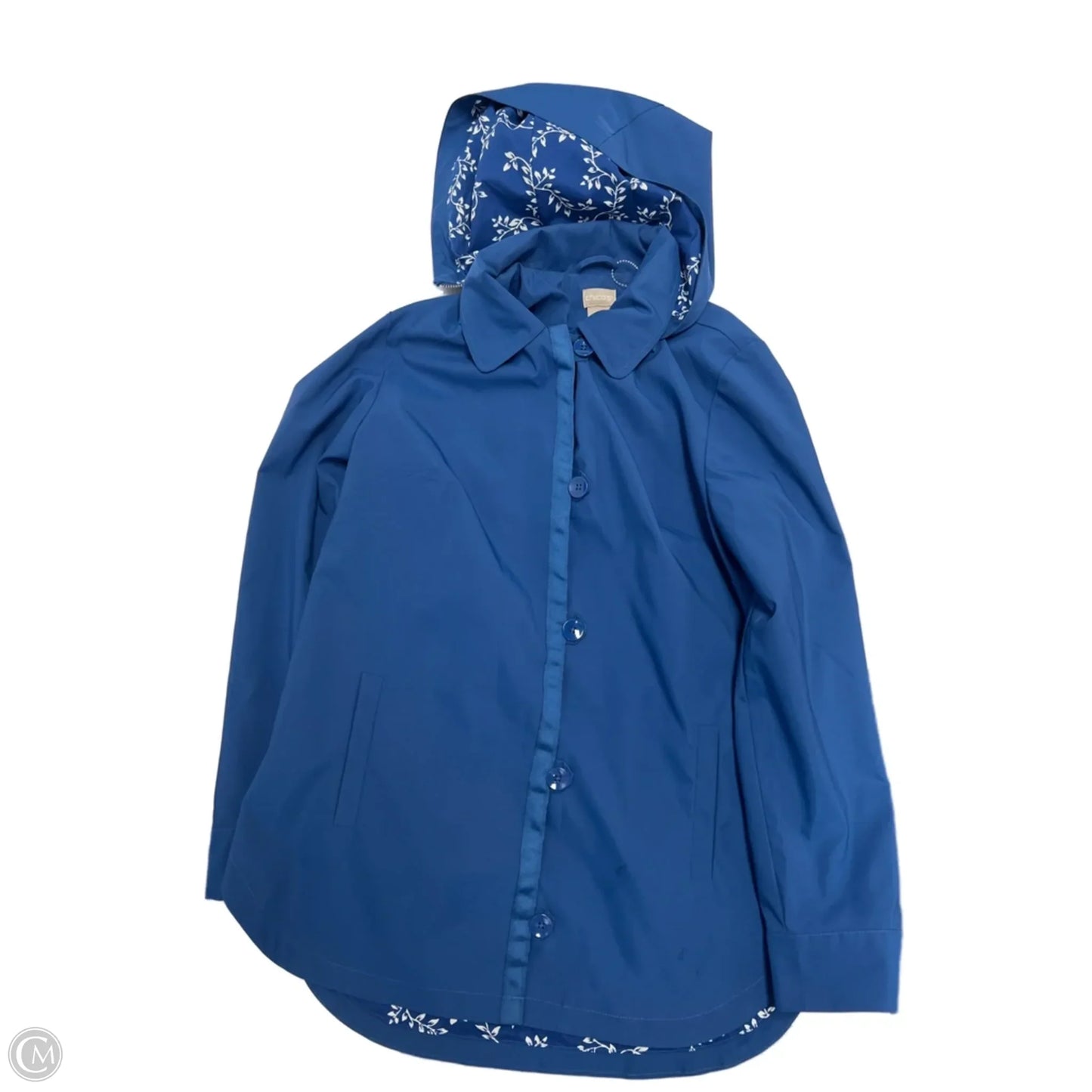 Jacket Windbreaker By Chicos In Blue, Size: S