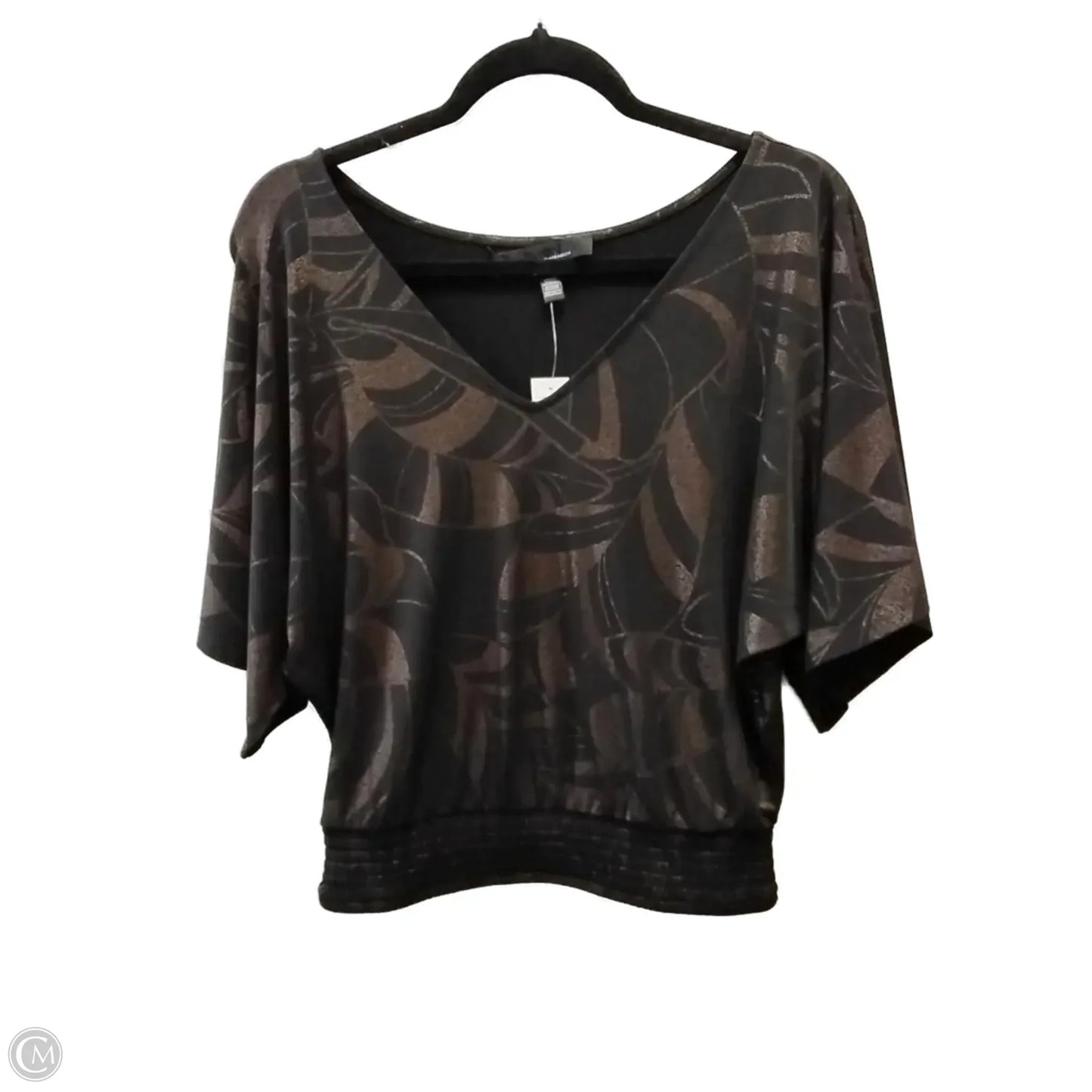 Blouse Short Sleeve By White House Black Market In Bronze, Size: Xxs
