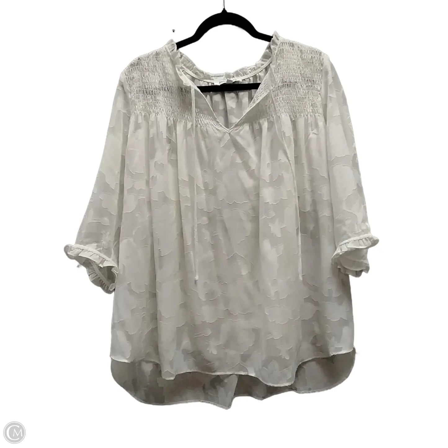 Blouse Long Sleeve By Rose And Olive In Cream, Size: 1x