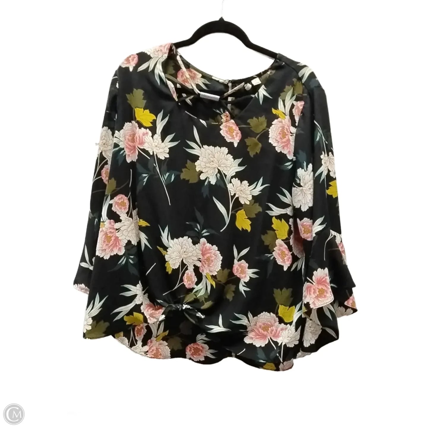 Top Long Sleeve Basic By Cato In Floral Print, Size: Xl